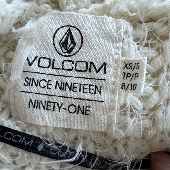 Volcom Sweater Womens XS Small White Fringe Open Front Long Cardigan 80741511 - Picture 14 of 16